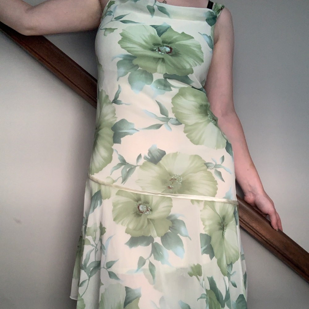 Y2K green floral summer dress🥝🌼